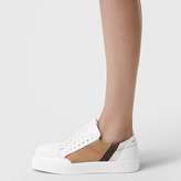 Thumbnail for your product : Burberry Check Detail Leather Sneakers
