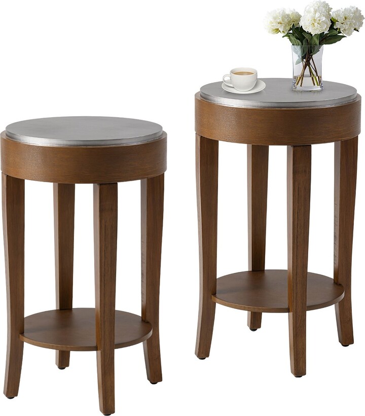 COSIEST 2Tier Round Accent End Table with Shelf ShopStyle