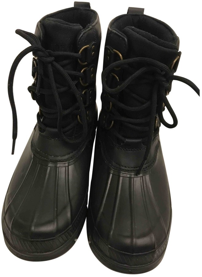 black high top polo boots