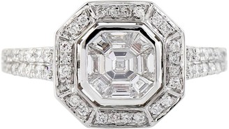 Artisan 18K White Gold Baguette Diamond Designer Ring Jewelry