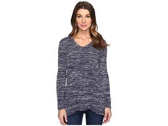 Mod-o-doc Space Dyed Slub Sweater Seamed V-Neck Pullover Women's Clothing