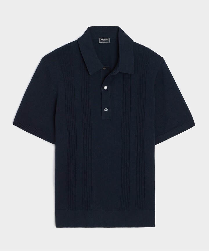 Silk-Cotton Ribbed Sweater Polo