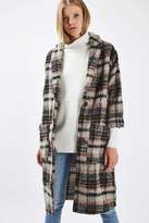 Thumbnail for your product : Topshop Dark check wool mix duster coat
