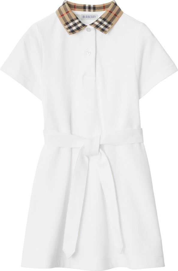 Burberry Check Collar Cotton Polo Shirt Dress