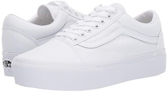 all white platform vans