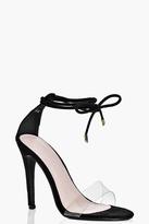 Thumbnail for your product : boohoo Ivy Clear Strap Ankle Wrap Two Part Heels