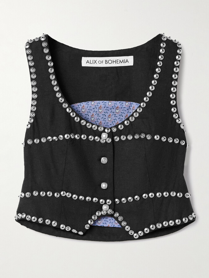 Alix of Bohemia Mossie Studded Cotton Vest - Black