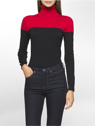 Calvin Klein Womens Colorblock Turtleneck Sweater