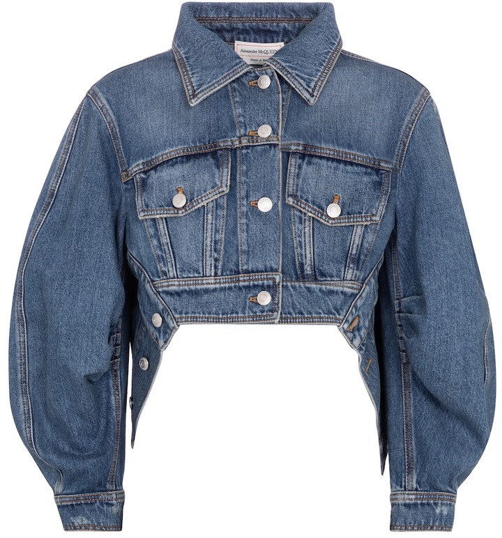 cropped denim jacket 3 4 sleeve