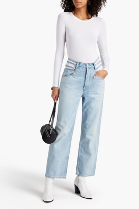 3x1 Cropped striped high-rise straight-leg jeans