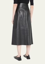 Thumbnail for your product : Theory High-Waist Midi A-line Leather Skirt