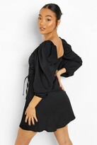 Thumbnail for your product : boohoo Petite Ruched Front Balloon Sleeve Dress
