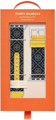 Tory Burch Women's T Monogram Leather Apple Watch Strap/38mm, 40mm, 41mm In  Yellow