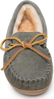 Thumbnail for your product : Minnetonka Women's Sheepskin Hardsole Moccasin Slipper 3345W, Grey Gray - 7W.