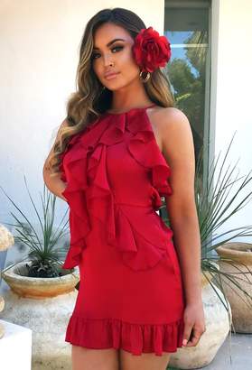 Pink Boutique Feeling Sunkissed Red Ruffle Mini Dress