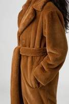 Thumbnail for your product : HUGO Belted relaxed-fit coat in faux fur