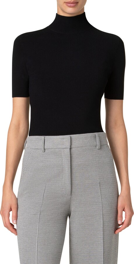 Akris Punto Back Zip Mock Neck Sweater
