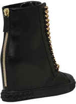Thumbnail for your product : Casadei 80mm Chained Leather Wedge Sneakers