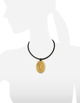 Thumbnail for your product : Stefano Patriarchi Golden Silver Etched Oval Pendant w/Leather Lace