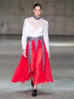 Thumbnail for your product : Christopher Kane Crystal Embellished Neck Lace Poplin Blouse - Womens - White