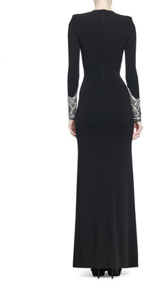 Alexander McQueen Crystal-Embellished Ruched Gown