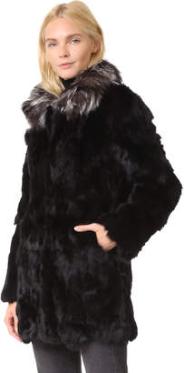 Adrienne Landau Rabbit Coat With Fox Collar