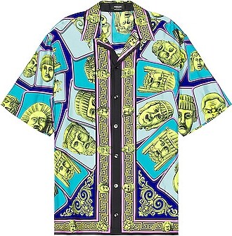 Versace Silk Shirt in Teal - ShopStyle