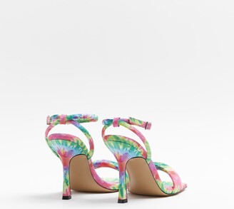River Island Womens Pink Tie Dye Padded Heeled Sandals - ShopStyle