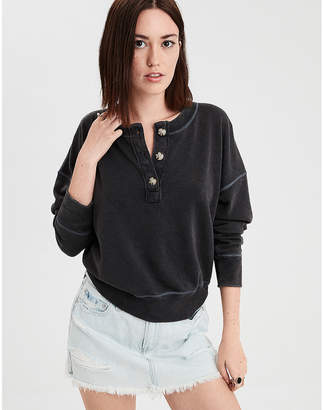 Ae ahhmazingly soft henley sweatshirt Clearance