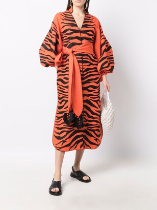 Yuliya Magdych Tiger-Print Kaftan Midi Dress