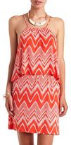 Thumbnail for your product : Charlotte Russe Chevron Print Flounce Halter Dress