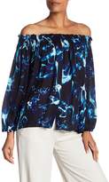 Thumbnail for your product : Nicole Miller Smocked Off-the-Shoulder Silk Blouse