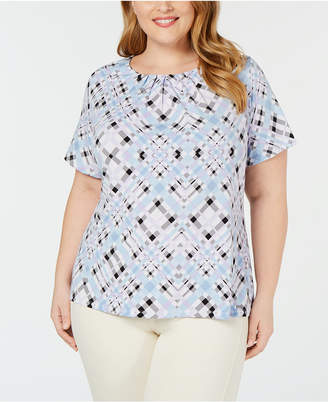 Calvin Klein Size Pleated Printed Top