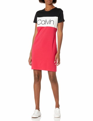 Calvin Klein Women's Short Sleeve Logo T-Shirt Dress - ShopStyle