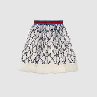 Gucci Children's GG embroidered tulle skirt