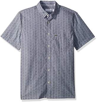 Lacoste Men's Short Sleeve Printed Button Down Collar Regular Fit Woven Shirt