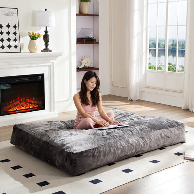 Trule Giant Bean Bag Chair Bed For Adults, Convertible Beanbag Folds From Lazy Chair To Floor Mattress Bed, Large Floor Sofa Couch, Big Sofa Bed, High