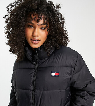 Tommy Jeans Plus flag padded jacket in black - ShopStyle