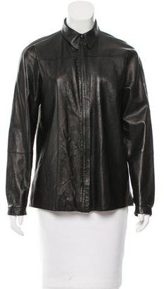 Jil Sander Pointed Collar Leather Jacket