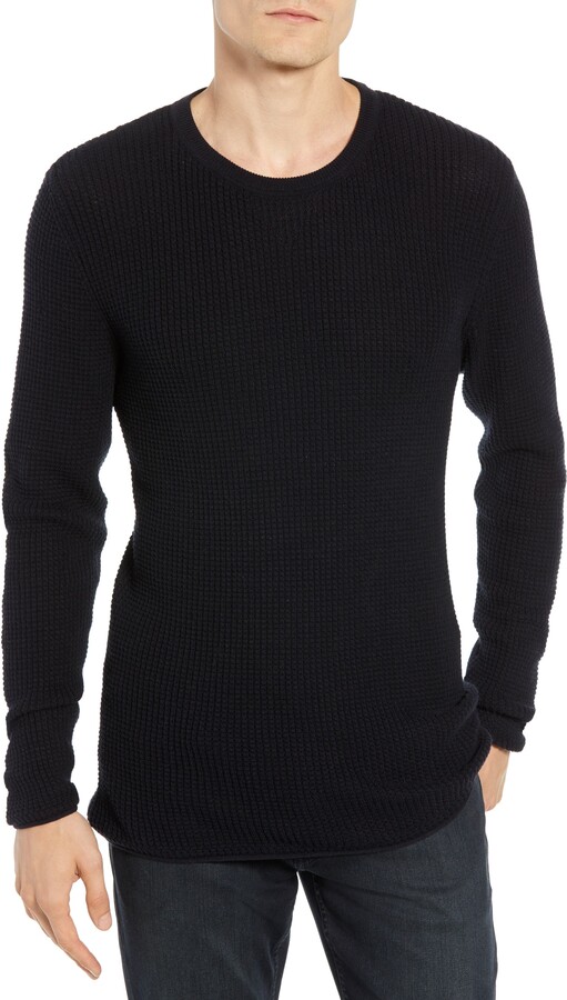 Billy Reid Regular Fit Waffle Crewneck Pullover