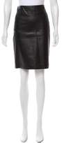 Thumbnail for your product : Ralph Lauren Collection Leather Knee-Length Skirt