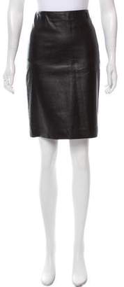 Ralph Lauren Collection Leather Knee-Length Skirt