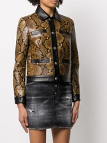 Thumbnail for your product : DSQUARED2 Snakeskin Effect Contrast Leather Jacket