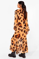Thumbnail for your product : Nasty Gal Womens Flowy Leopard V Neck Maxi Dress - Brown - 8
