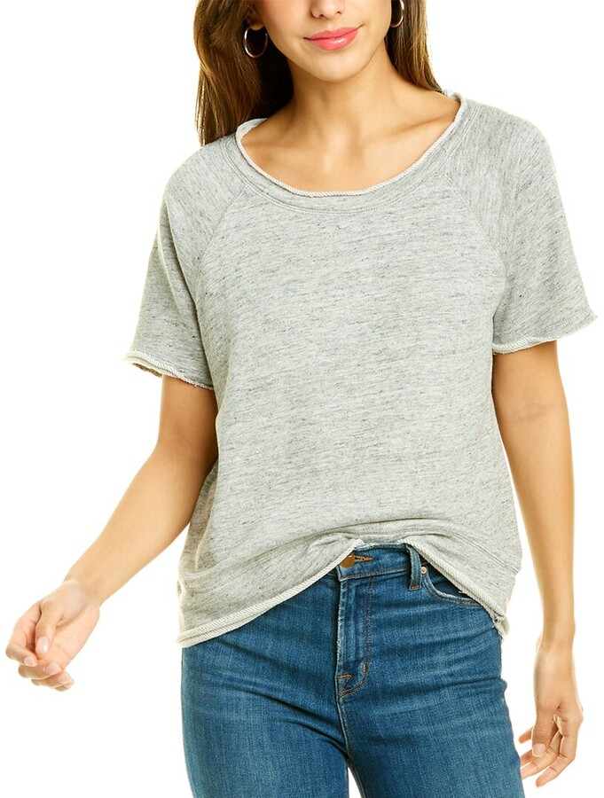 Mad Style Crew Neck Shimmer Reversible Sweater Tunic with Shirt Tail Hem