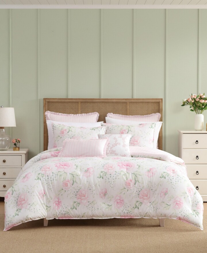 Laura Ashley Serenity Roses Reversible 7-Pc. Comforter Set King