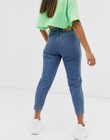 Thumbnail for your product : Noisy May Petite contrast stitch Mom jeans in mid wash blue