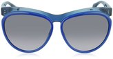 Thumbnail for your product : Alexander McQueen AMQ 4248/S Two-Tone Blue Brow Detail Cat Eye Sunglasses