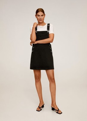 womens black denim pinafore dress