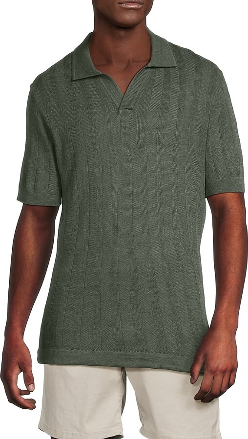 American Heritage Johnny Collar Textured Polo Shirt